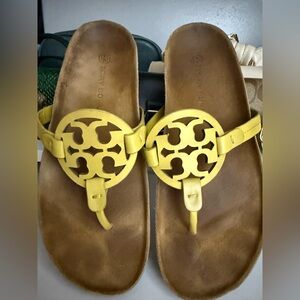 Tory Burch Yellow Leather Slippers